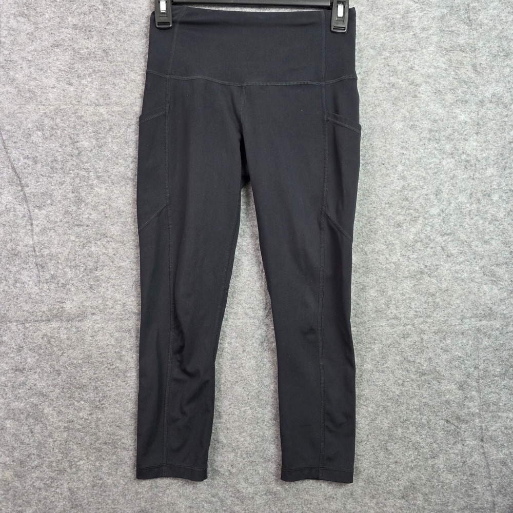 Yogalicious Lux Womens XS Black High Waist Leggings Pockets Cropped RN 144527